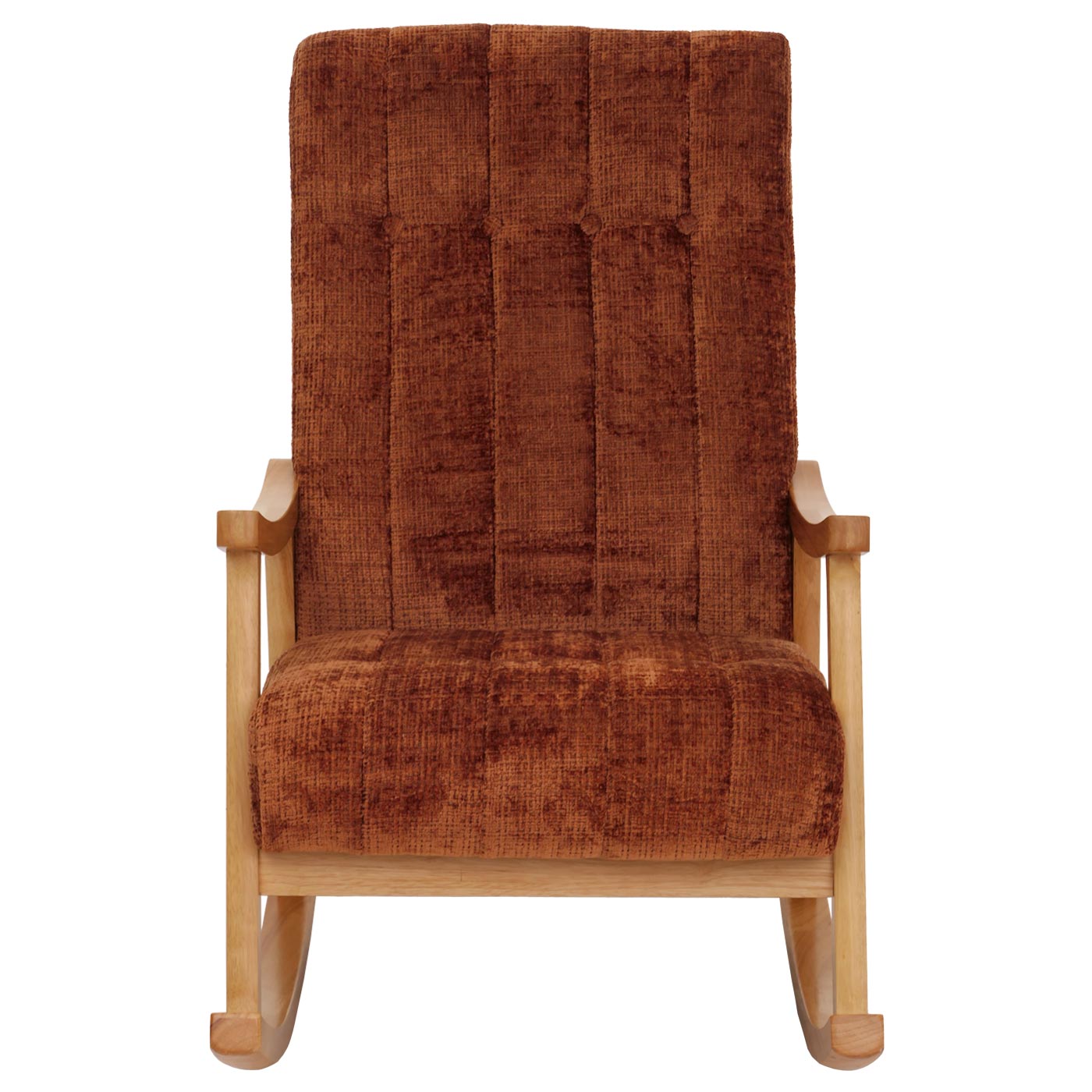 Cosmo Casa - Schommelstoel - Relaxstoel - Hout - FSC Gecertificeerd - Stoftextiel Chenille - 465gm - Terracotta - Naturel Frame