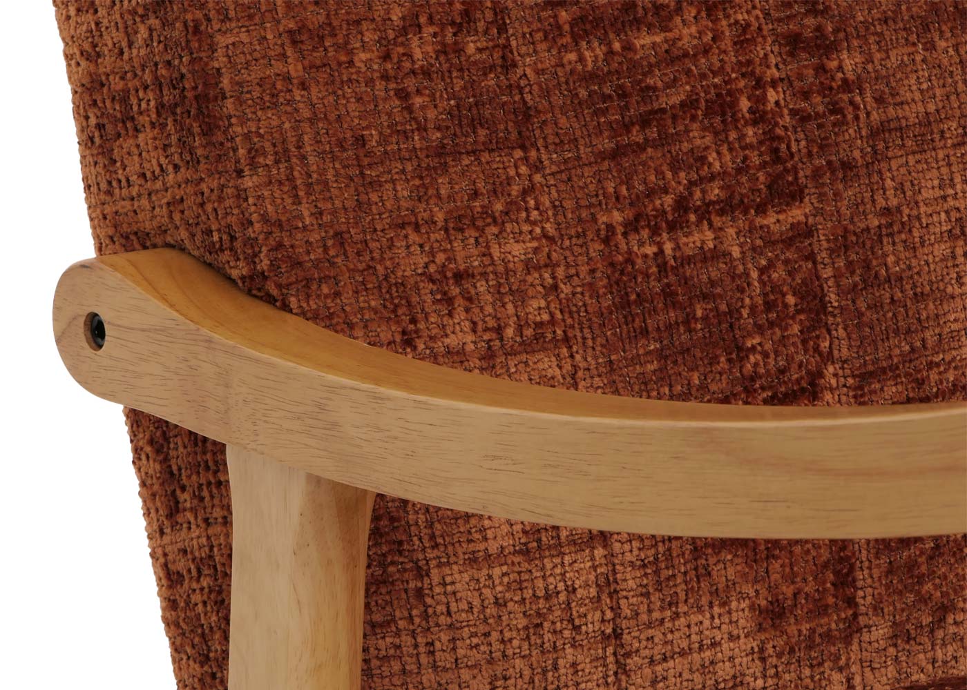 Cosmo Casa - Schommelstoel - Relaxstoel - Hout - FSC Gecertificeerd - Stoftextiel Chenille - 465gm - Terracotta - Naturel Frame