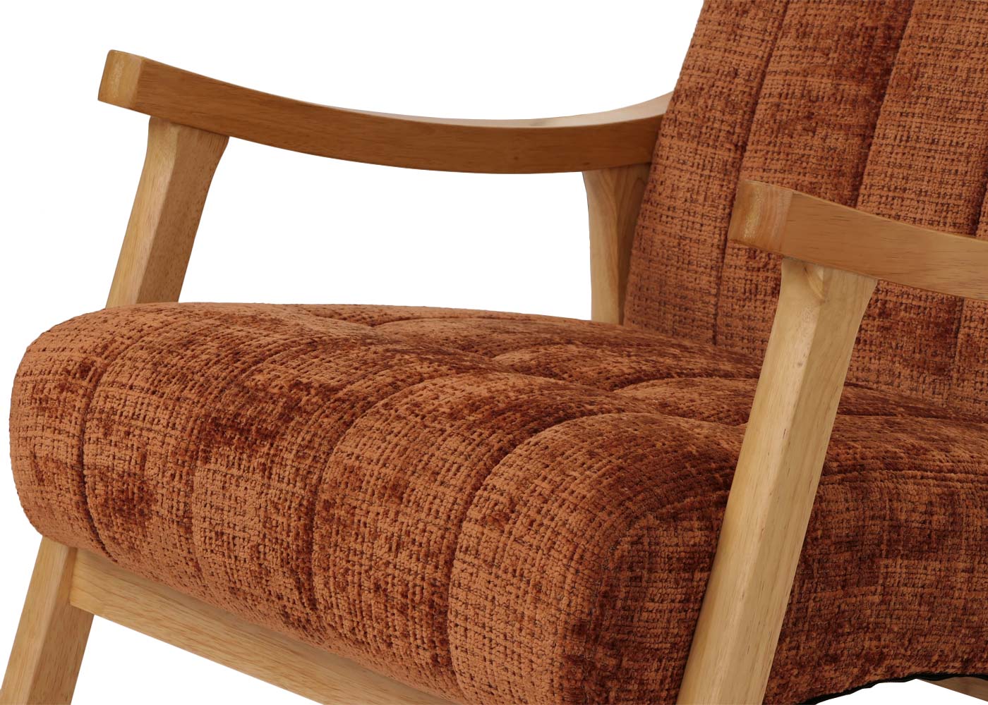 Cosmo Casa - Schommelstoel - Relaxstoel - Hout - FSC Gecertificeerd - Stoftextiel Chenille - 465gm - Terracotta - Naturel Frame