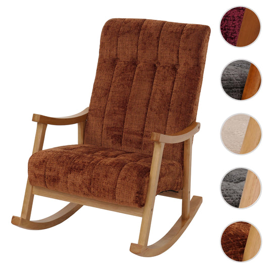 Cosmo Casa - Schommelstoel - Relaxstoel - Hout - FSC Gecertificeerd - Stoftextiel Chenille - 465gm - Terracotta - Naturel Frame