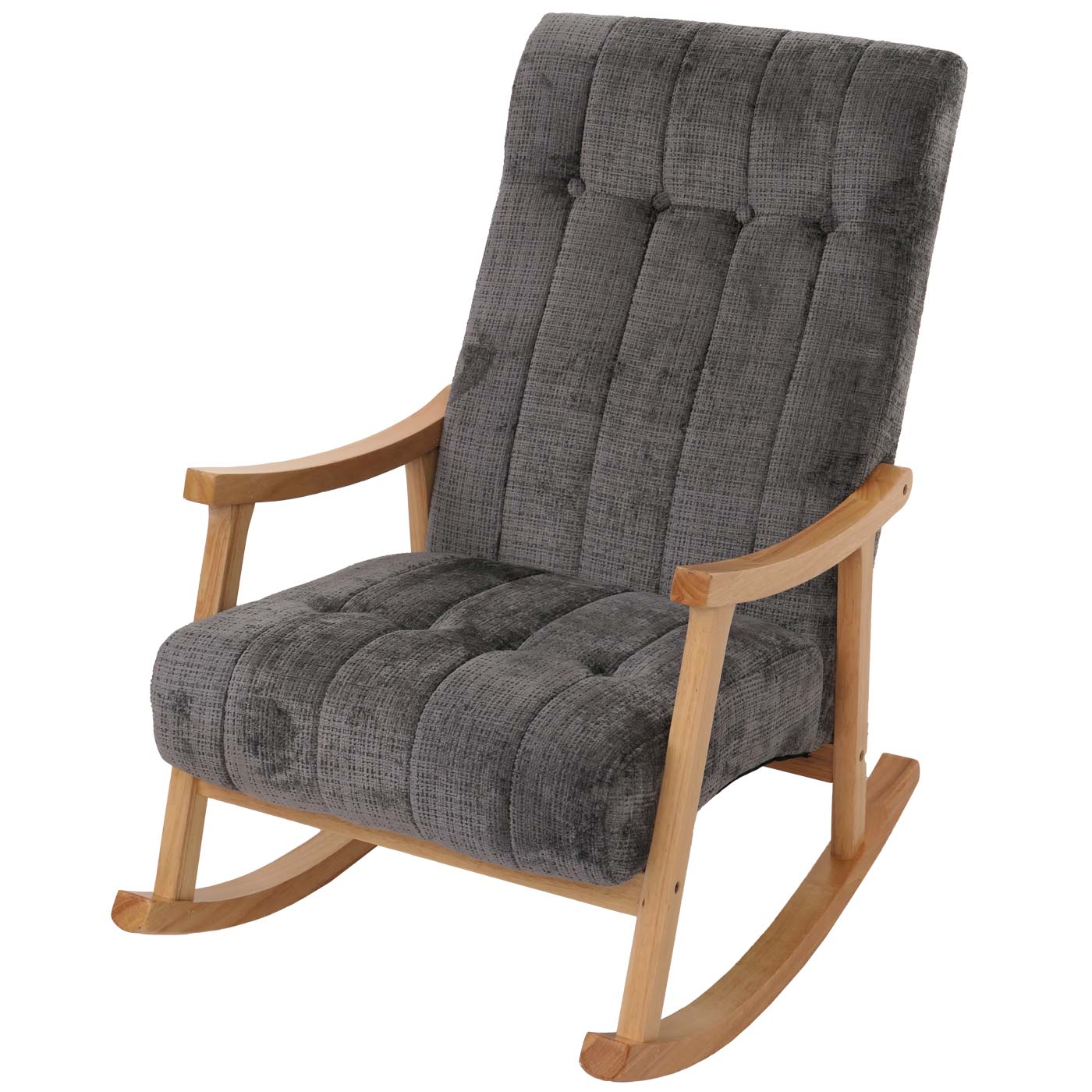 Cosmo Casa - Schommelstoel - Relaxstoel - Hout - FSC Gecertificeerd - Stoftextiel Chenille - 465gm - Donkergrijs - Naturel Frame