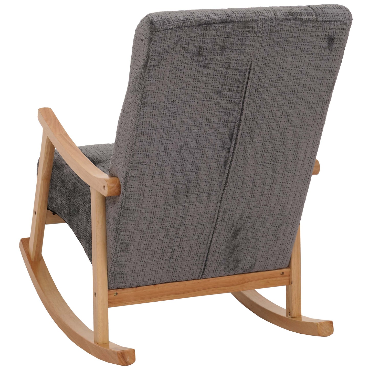 Cosmo Casa - Schommelstoel - Relaxstoel - Hout - FSC Gecertificeerd - Stoftextiel Chenille - 465gm - Donkergrijs - Naturel Frame