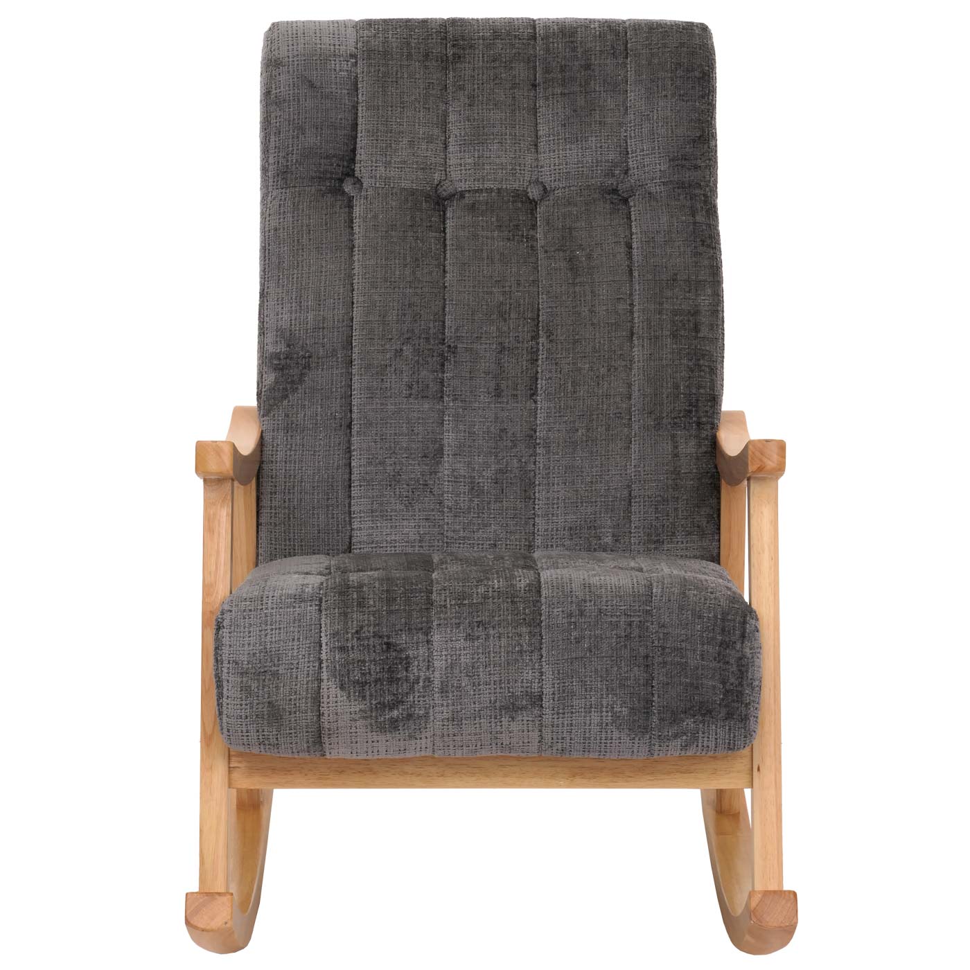 Cosmo Casa - Schommelstoel - Relaxstoel - Hout - FSC Gecertificeerd - Stoftextiel Chenille - 465gm - Donkergrijs - Naturel Frame