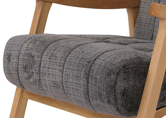 Cosmo Casa - Schommelstoel - Relaxstoel - Hout - FSC Gecertificeerd - Stoftextiel Chenille - 465gm - Donkergrijs - Naturel Frame