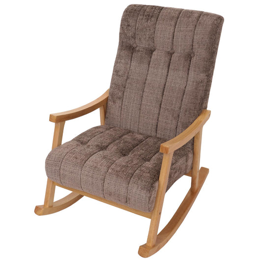 Cosmo Casa - Schommelstoel - Relaxstoel - Hout - FSC Gecertificeerd - Stoftextiel Chenille - 465gm - Bruin - Naturel Frame