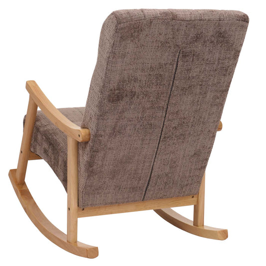 Cosmo Casa - Schommelstoel - Relaxstoel - Hout - FSC Gecertificeerd - Stoftextiel Chenille - 465gm - Bruin - Naturel Frame