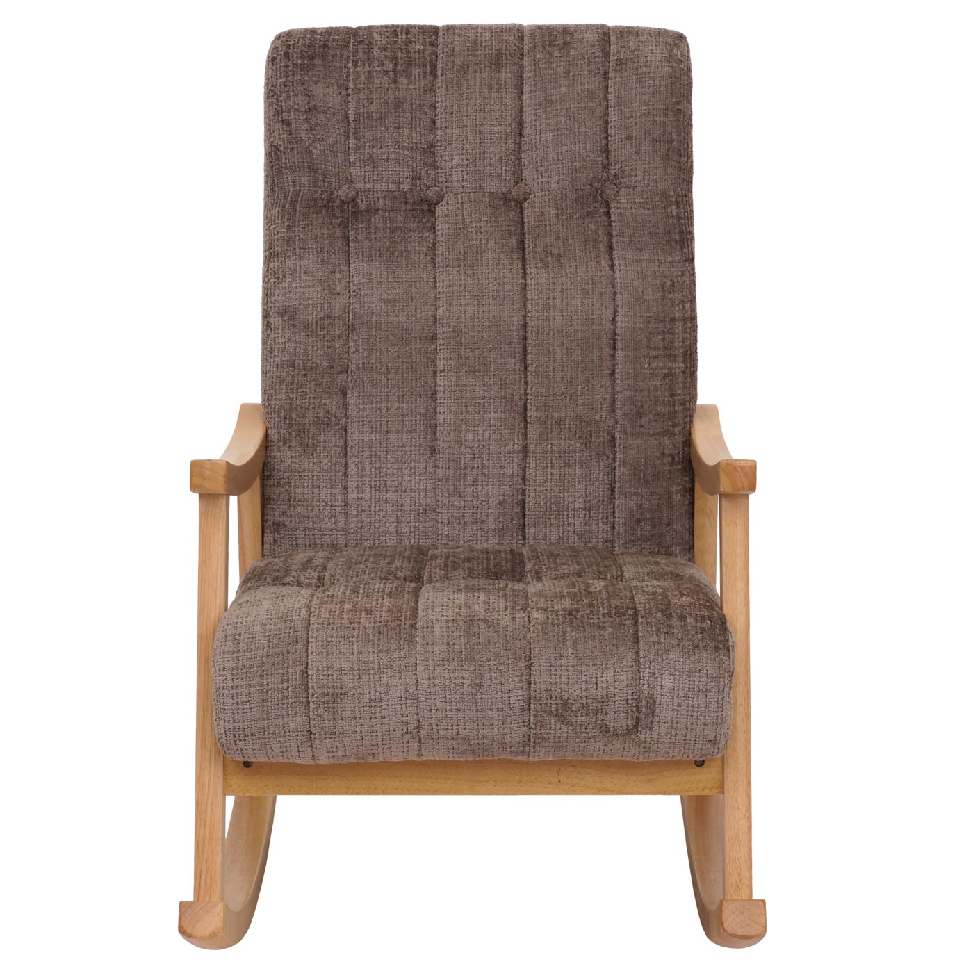 Cosmo Casa - Schommelstoel - Relaxstoel - Hout - FSC Gecertificeerd - Stoftextiel Chenille - 465gm - Bruin - Naturel Frame
