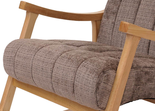 Cosmo Casa - Schommelstoel - Relaxstoel - Hout - FSC Gecertificeerd - Stoftextiel Chenille - 465gm - Bruin - Naturel Frame