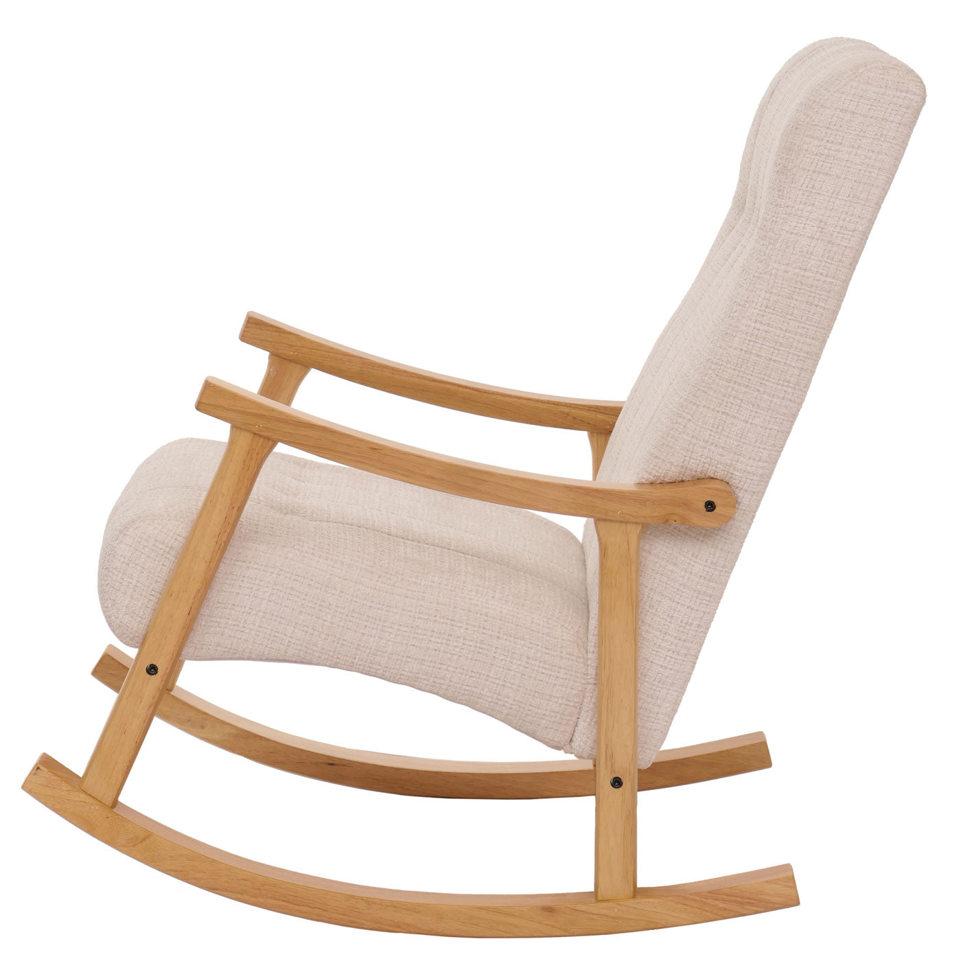 Cosmo Casa - Schommelstoel - Relaxstoel - Hout - FSC Gecertificeerd - Stoftextiel Chenille - 465gm - Crème - Naturel Frame