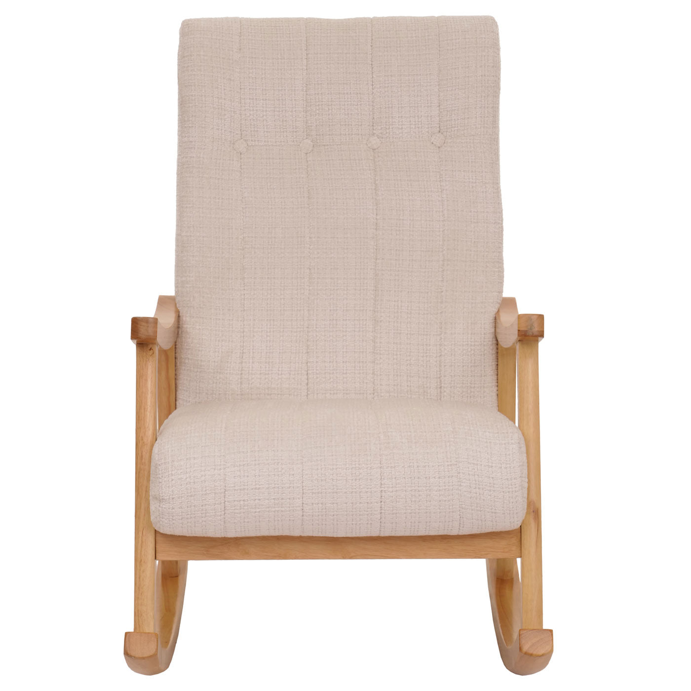 Cosmo Casa - Schommelstoel - Relaxstoel - Hout - FSC Gecertificeerd - Stoftextiel Chenille - 465gm - Crème - Naturel Frame