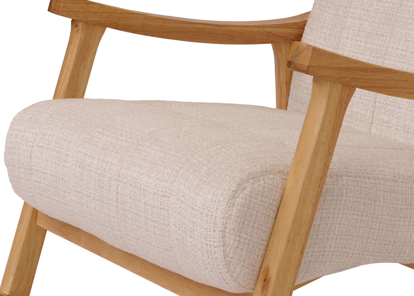 Cosmo Casa - Schommelstoel - Relaxstoel - Hout - FSC Gecertificeerd - Stoftextiel Chenille - 465gm - Crème - Naturel Frame