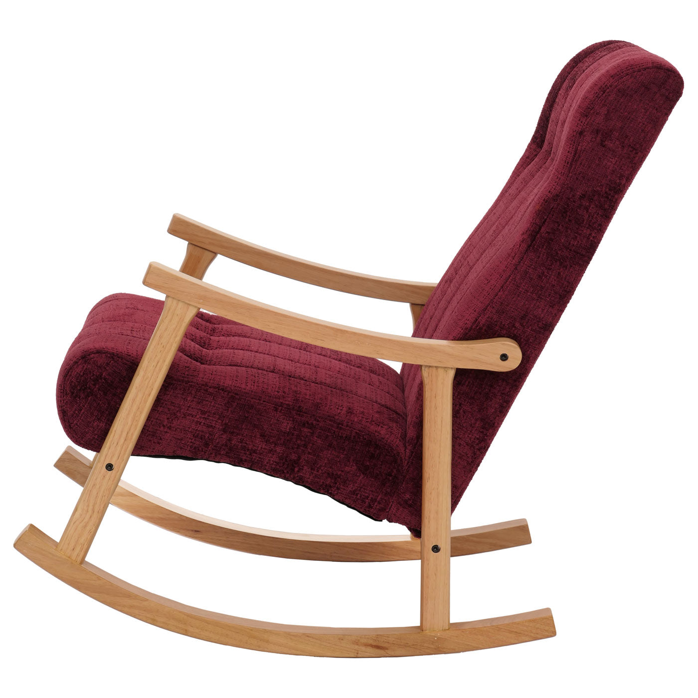 Cosmo Casa - Schommelstoel - Relaxstoel - Hout - FSC Gecertificeerd - Stoftextiel Chenille - 465gm - Bordeaux - Natuurlijk Frame