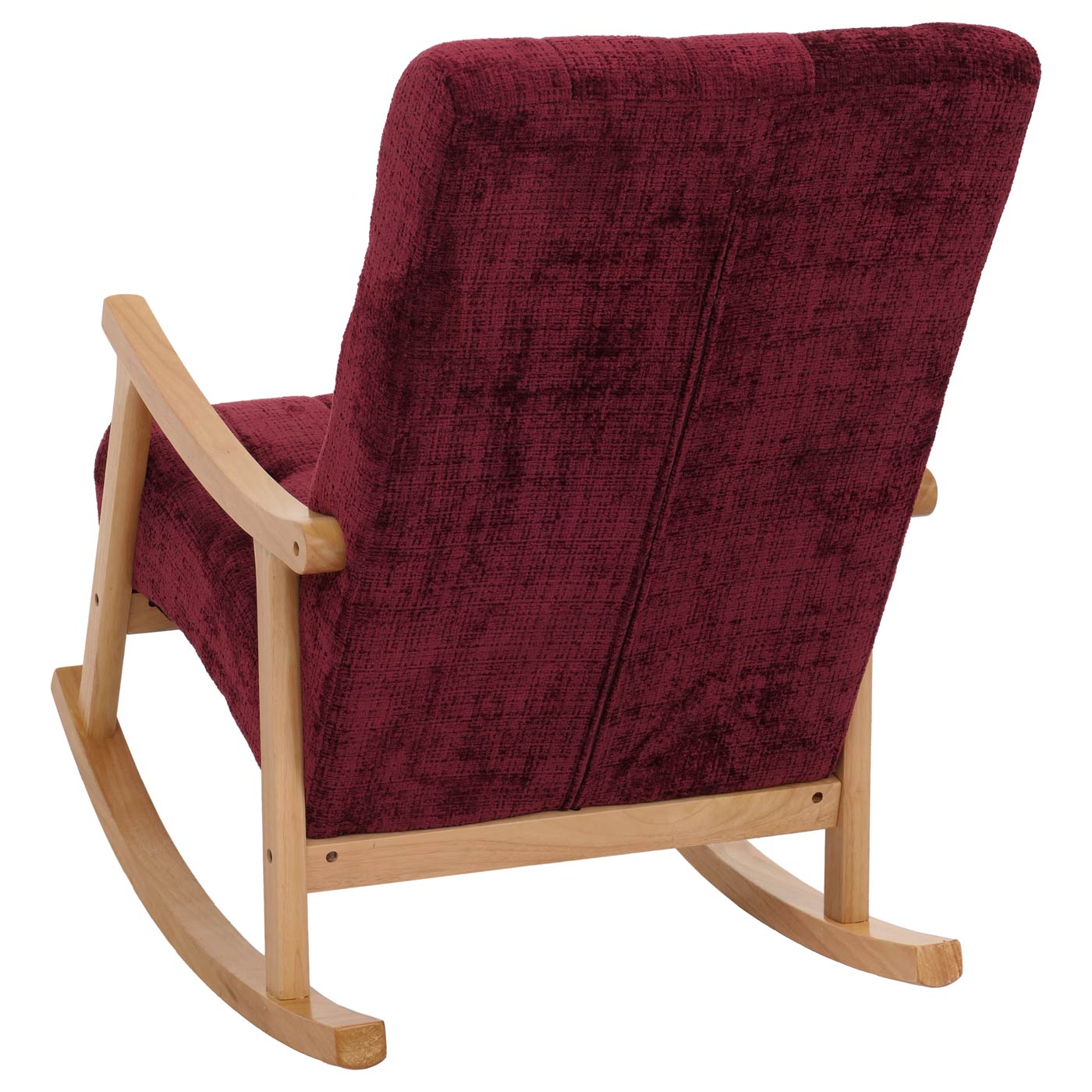 Cosmo Casa - Schommelstoel - Relaxstoel - Hout - FSC Gecertificeerd - Stoftextiel Chenille - 465gm - Bordeaux - Natuurlijk Frame