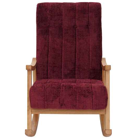 Cosmo Casa - Schommelstoel - Relaxstoel - Hout - FSC Gecertificeerd - Stoftextiel Chenille - 465gm - Bordeaux - Natuurlijk Frame