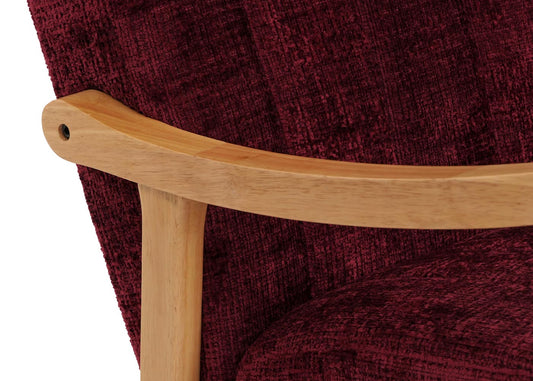 Cosmo Casa - Schommelstoel - Relaxstoel - Hout - FSC Gecertificeerd - Stoftextiel Chenille - 465gm - Bordeaux - Natuurlijk Frame