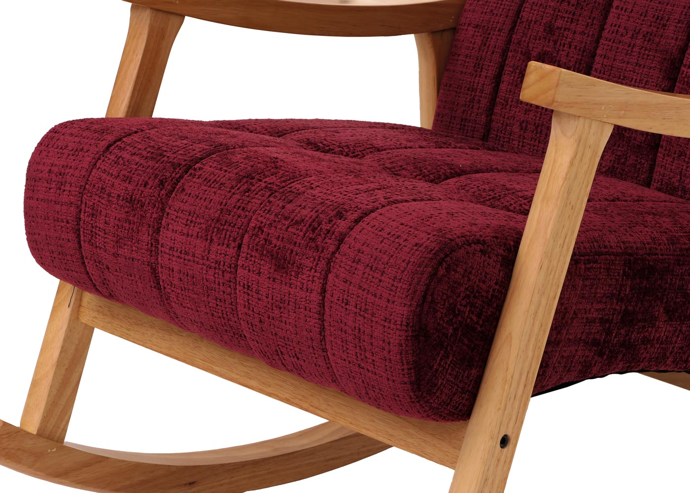 Cosmo Casa - Schommelstoel - Relaxstoel - Hout - FSC Gecertificeerd - Stoftextiel Chenille - 465gm - Bordeaux - Natuurlijk Frame