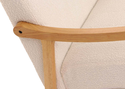 Cosmo Casa - Schommelstoel - Relaxstoel - Hout - FSC Gecertificeerd - Stoftextiel Bouclé - 450gm - Crème - Naturel Frame