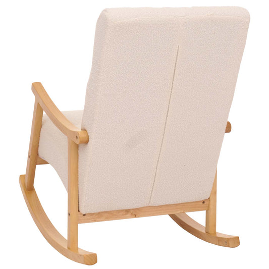 Cosmo Casa - Schommelstoel - Relaxstoel - Hout - FSC Gecertificeerd - Stoftextiel Bouclé - 450gm - Crème - Naturel Frame