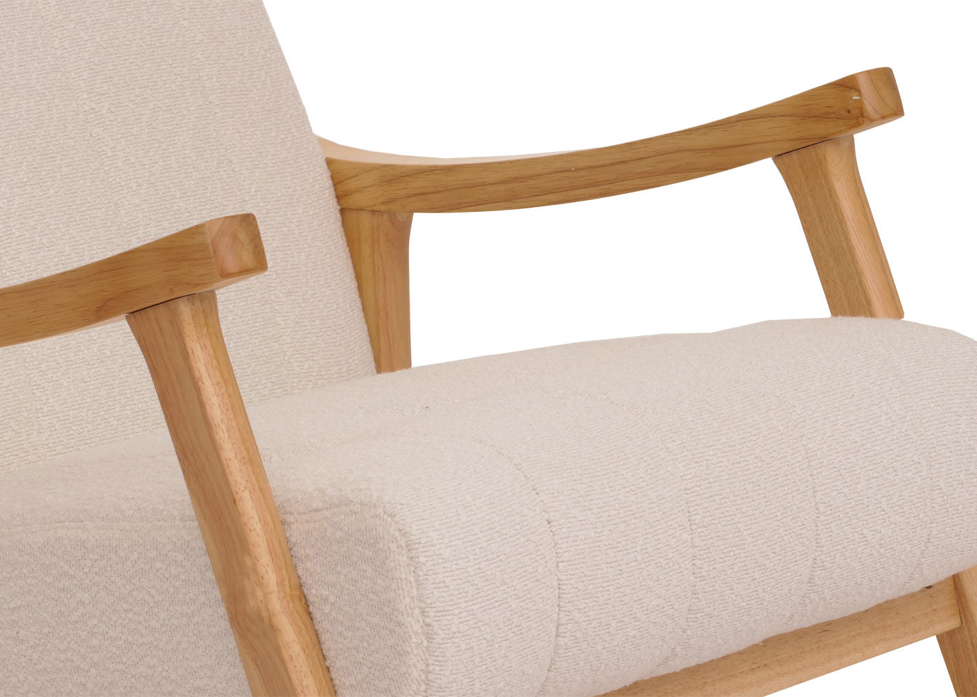 Cosmo Casa - Schommelstoel - Relaxstoel - Hout - FSC Gecertificeerd - Stoftextiel Bouclé - 450gm - Crème - Naturel Frame