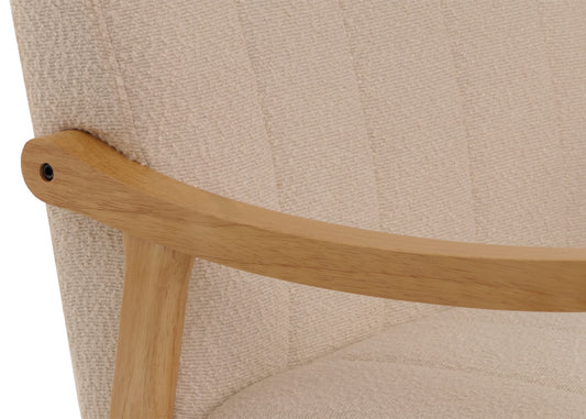 Cosmo Casa - Schommelstoel - Relaxstoel - Hout - FSC Gecertificeerd - Stoftextiel Bouclé - 450gm - Beige - Naturel Frame