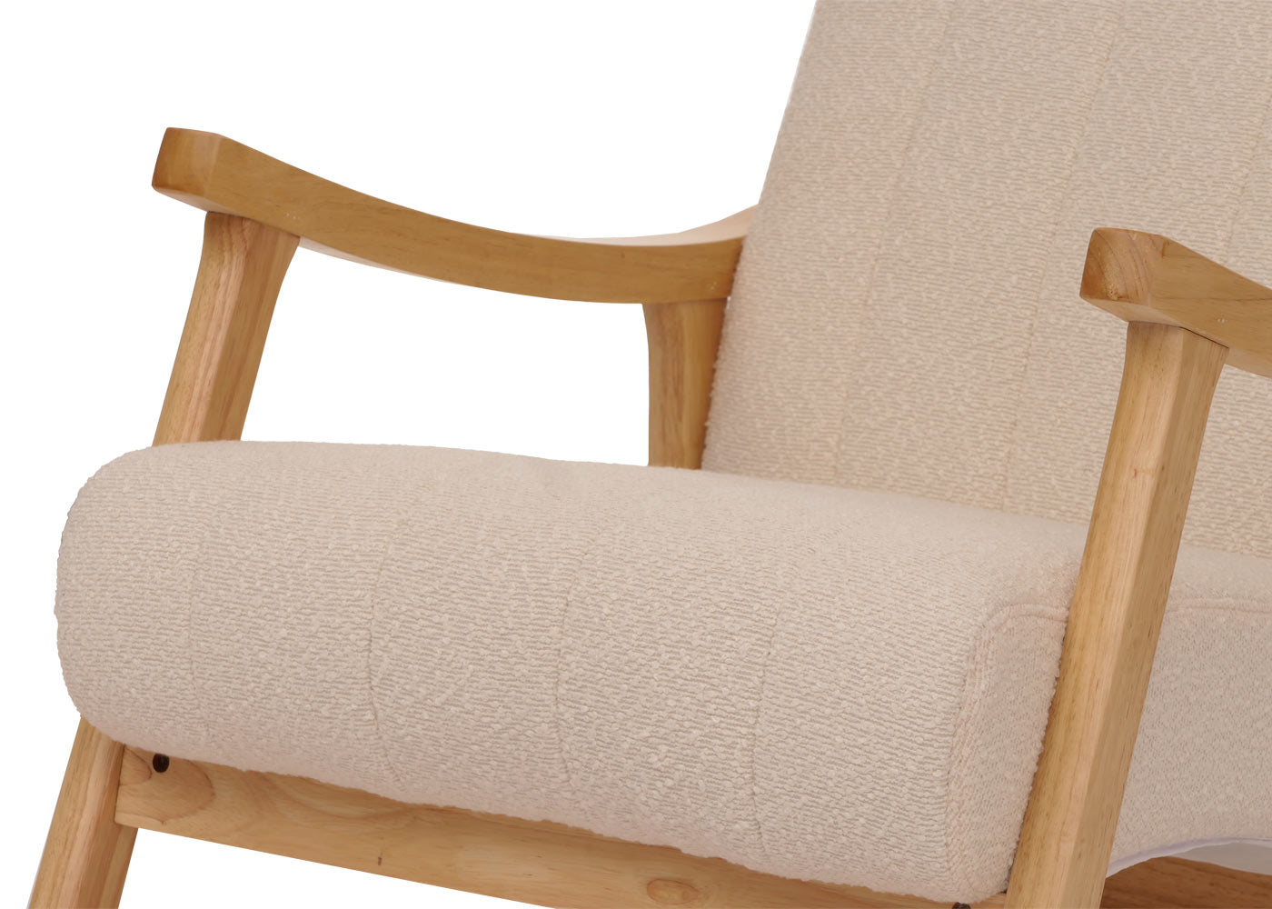 Cosmo Casa - Schommelstoel - Relaxstoel - Hout - FSC Gecertificeerd - Stoftextiel Bouclé - 450gm - Beige - Naturel Frame
