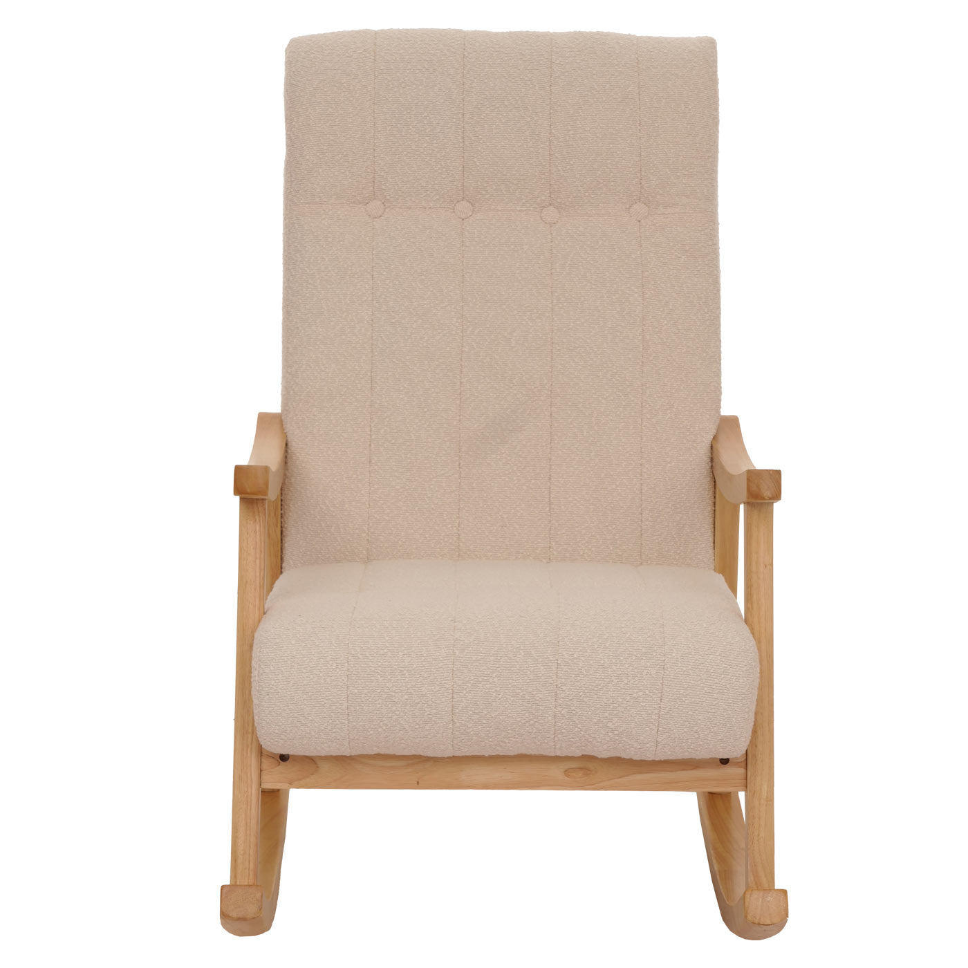Cosmo Casa - Schommelstoel - Relaxstoel - Hout - FSC Gecertificeerd - Stoftextiel Bouclé - 450gm - Beige - Naturel Frame