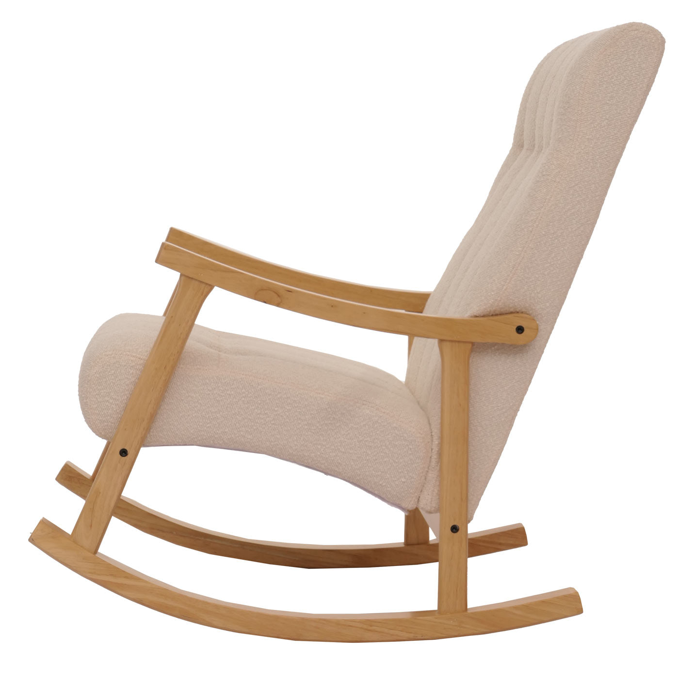 Cosmo Casa - Schommelstoel - Relaxstoel - Hout - FSC Gecertificeerd - Stoftextiel Bouclé - 450gm - Beige - Naturel Frame