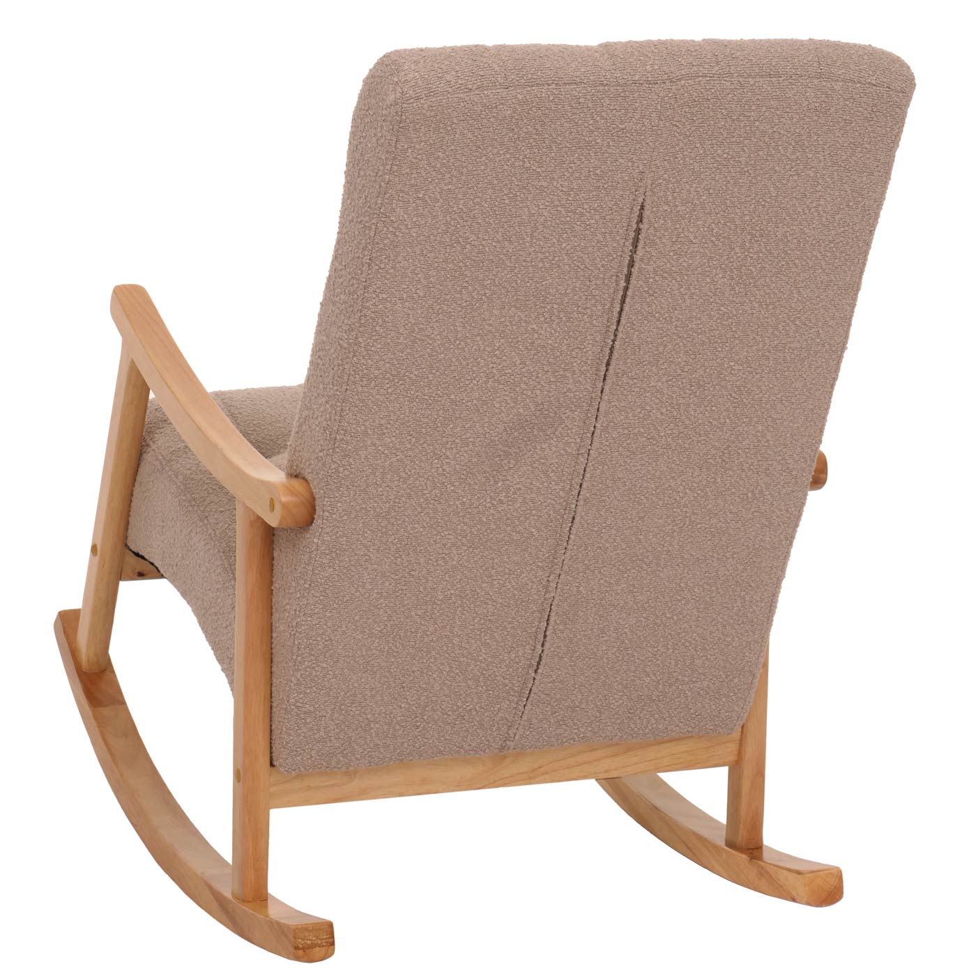 Cosmo Casa - Schommelstoel - Relaxstoel - Hout - FSC Gecertificeerd - Stoftextiel Bouclé - 450gm - Taupe - Naturel Frame