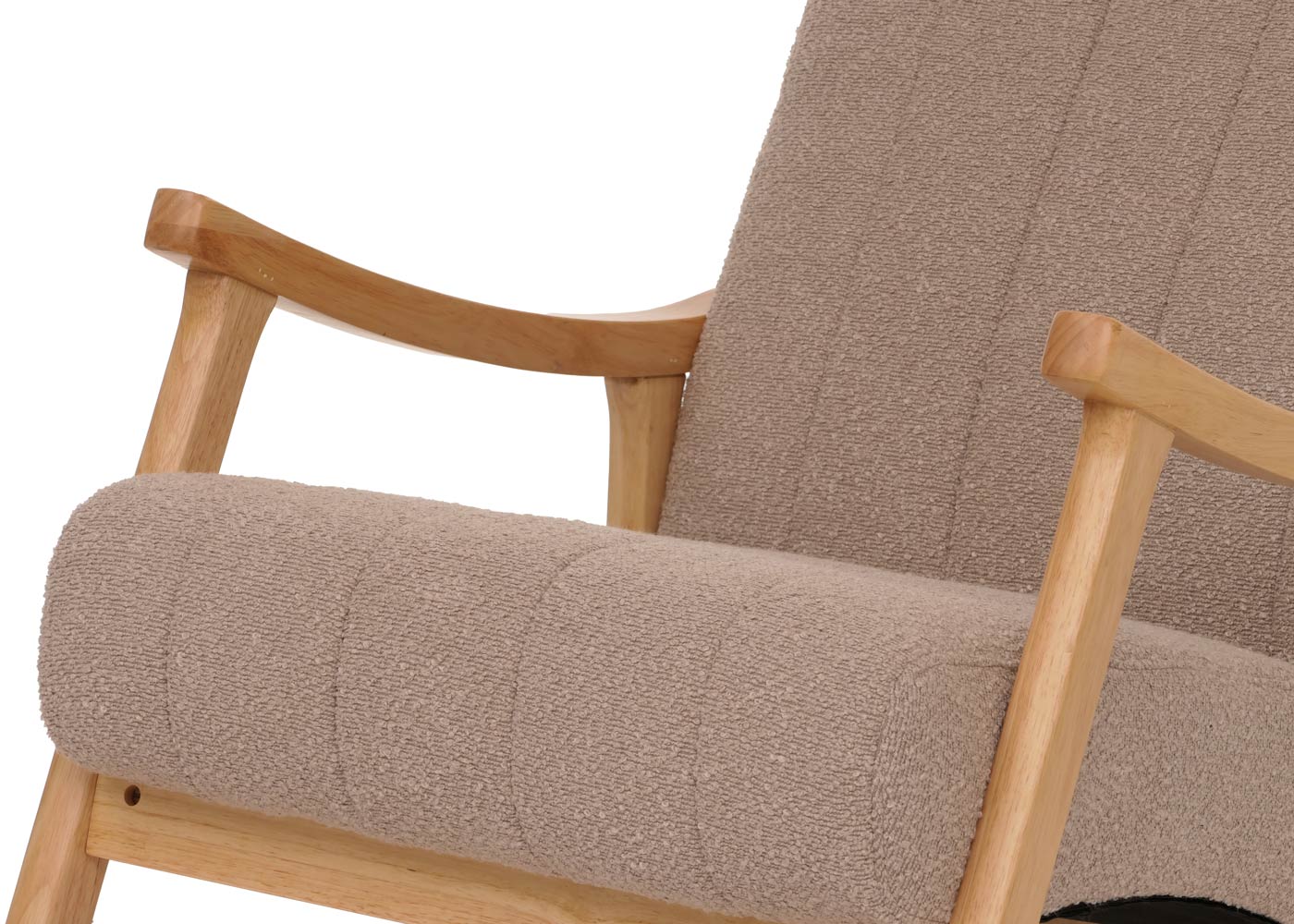 Cosmo Casa - Schommelstoel - Relaxstoel - Hout - FSC Gecertificeerd - Stoftextiel Bouclé - 450gm - Taupe - Naturel Frame