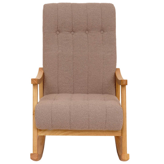 Cosmo Casa - Schommelstoel - Relaxstoel - Hout - FSC Gecertificeerd - Stoftextiel Bouclé - 450gm - Taupe - Naturel Frame