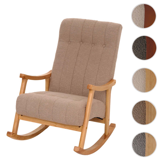 Cosmo Casa - Schommelstoel - Relaxstoel - Hout - FSC Gecertificeerd - Stoftextiel Bouclé - 450gm - Taupe - Naturel Frame