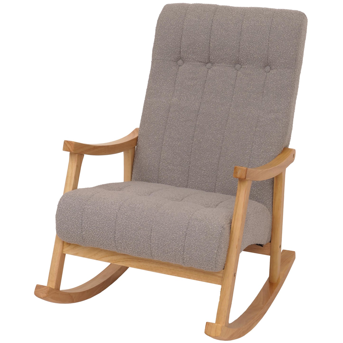 Cosmo Casa - Schommelstoel - Relaxstoel - Hout - FSC Gecertificeerd - Stoftextiel Bouclé - 450gm - Grijs - Naturel Frame