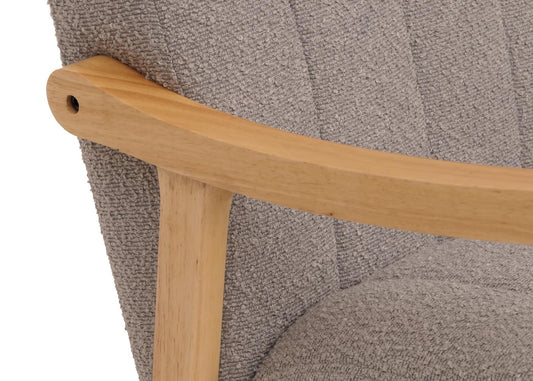 Cosmo Casa - Schommelstoel - Relaxstoel - Hout - FSC Gecertificeerd - Stoftextiel Bouclé - 450gm - Grijs - Naturel Frame