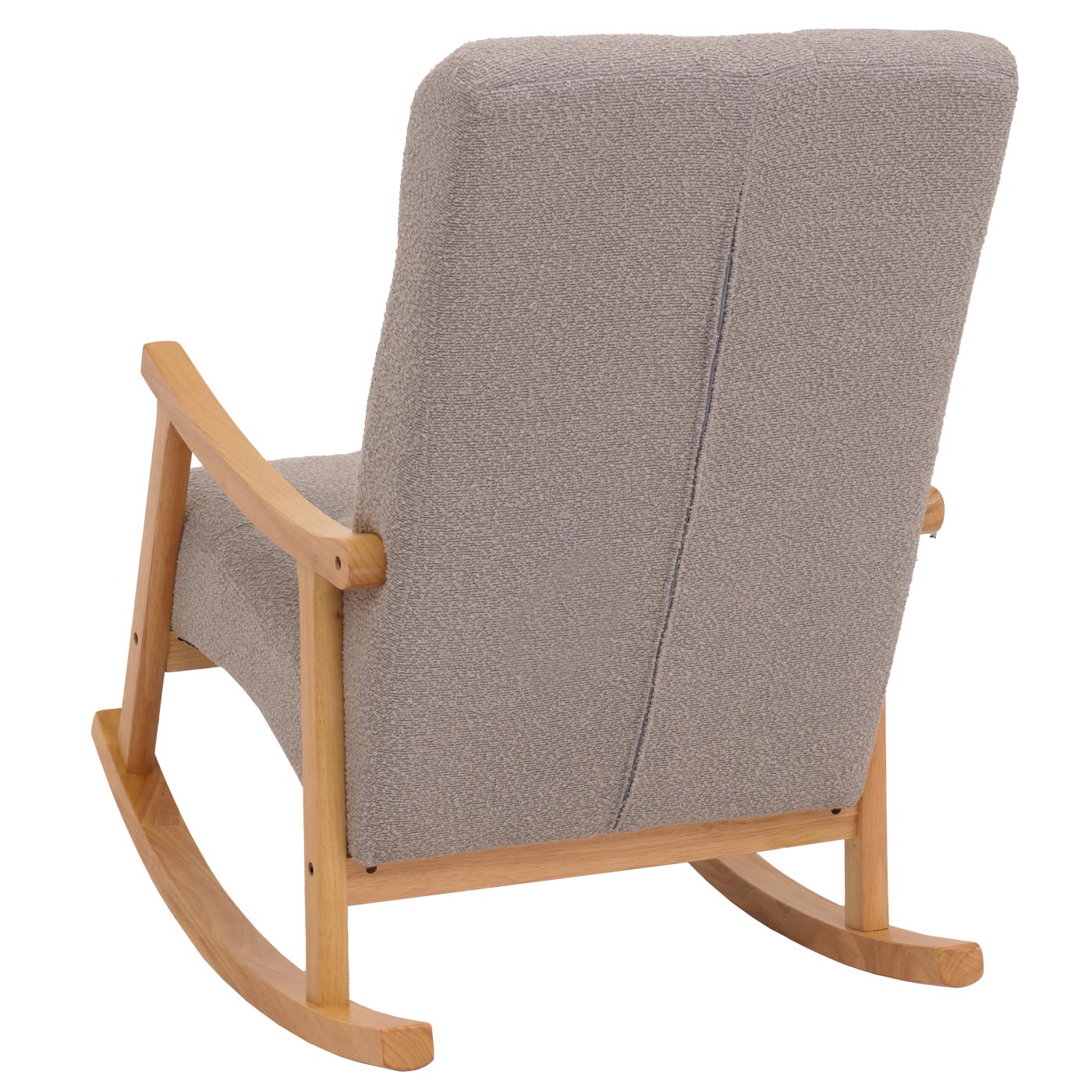 Cosmo Casa - Schommelstoel - Relaxstoel - Hout - FSC Gecertificeerd - Stoftextiel Bouclé - 450gm - Grijs - Naturel Frame