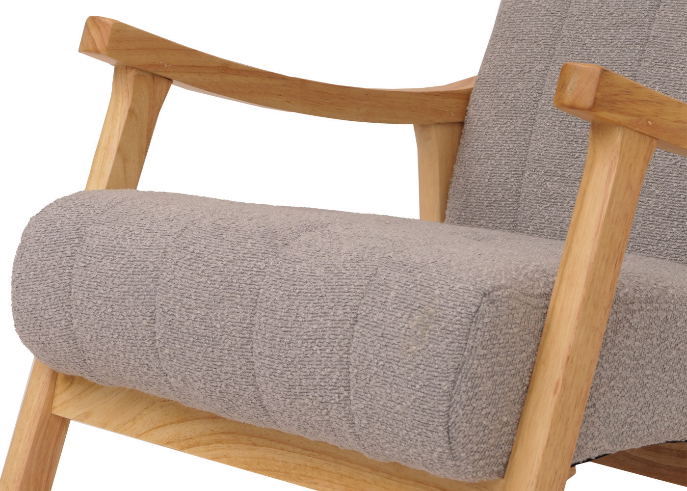 Cosmo Casa - Schommelstoel - Relaxstoel - Hout - FSC Gecertificeerd - Stoftextiel Bouclé - 450gm - Grijs - Naturel Frame