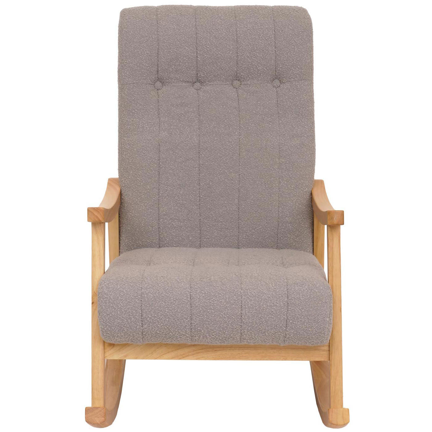 Cosmo Casa - Schommelstoel - Relaxstoel - Hout - FSC Gecertificeerd - Stoftextiel Bouclé - 450gm - Grijs - Naturel Frame