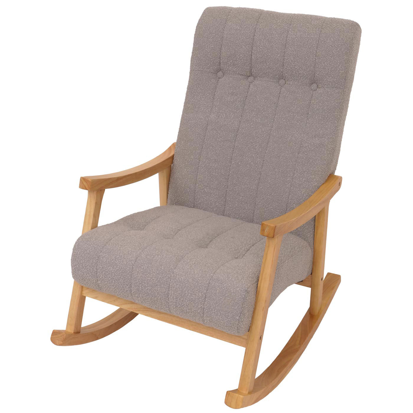 Cosmo Casa - Schommelstoel - Relaxstoel - Hout - FSC Gecertificeerd - Stoftextiel Bouclé - 450gm - Grijs - Naturel Frame