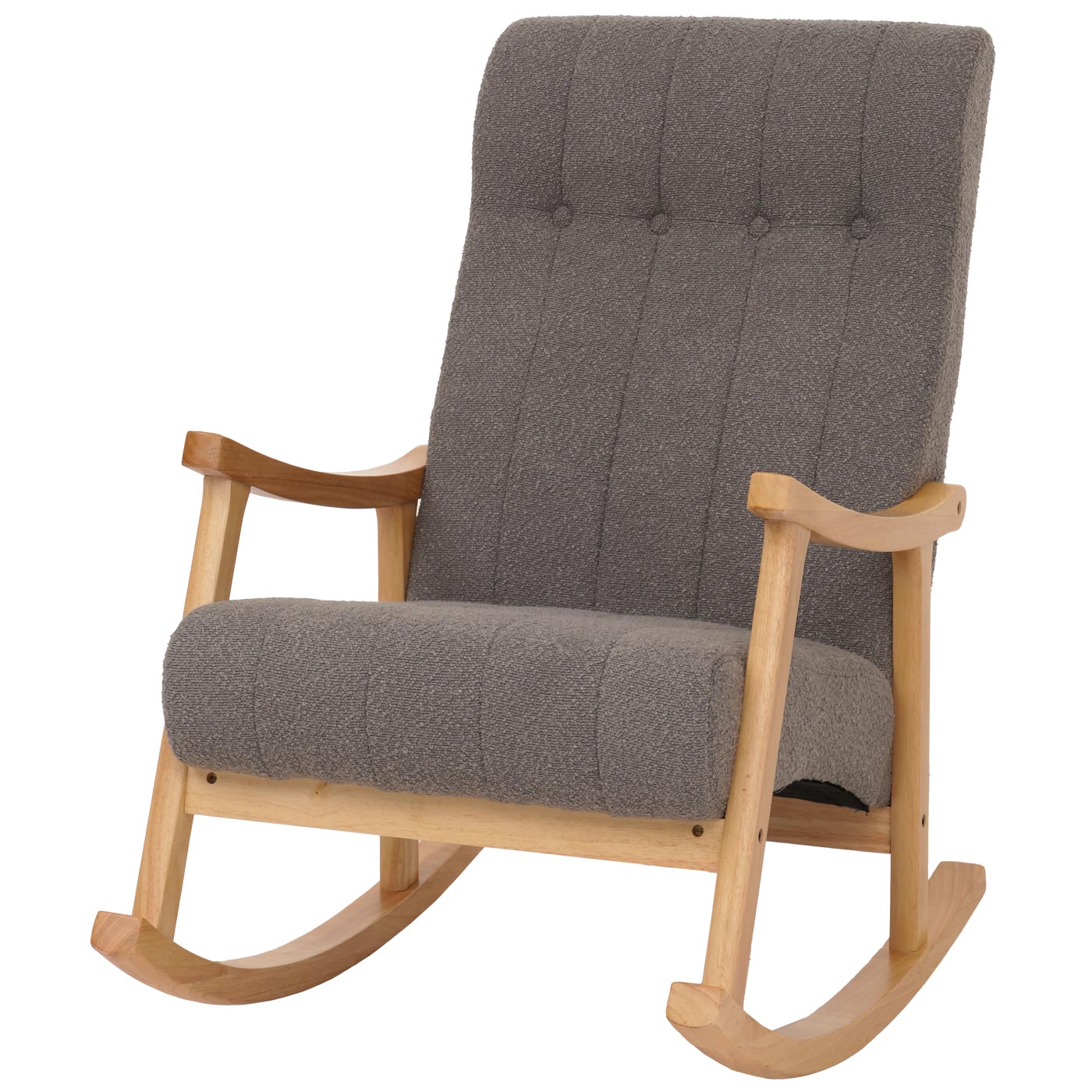 Cosmo Casa - Schommelstoel - Relaxstoel - Hout - FSC Gecertificeerd - Stoftextiel Bouclé - 450gm - Donkergrijs - Naturel Frame