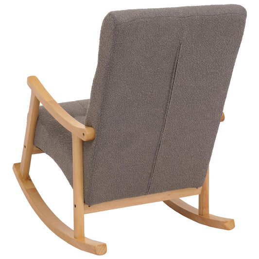 Cosmo Casa - Schommelstoel - Relaxstoel - Hout - FSC Gecertificeerd - Stoftextiel Bouclé - 450gm - Donkergrijs - Naturel Frame