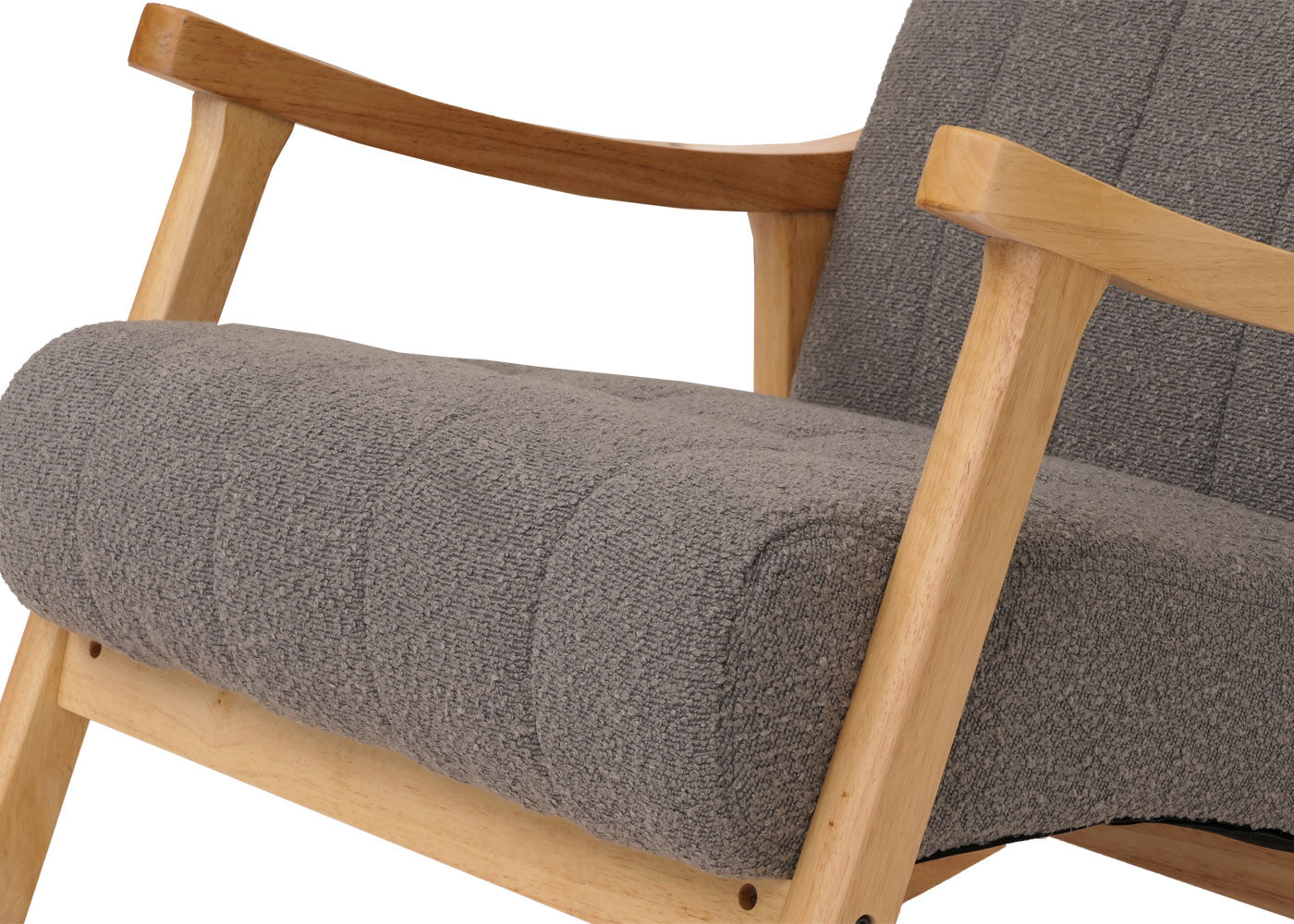 Cosmo Casa - Schommelstoel - Relaxstoel - Hout - FSC Gecertificeerd - Stoftextiel Bouclé - 450gm - Donkergrijs - Naturel Frame