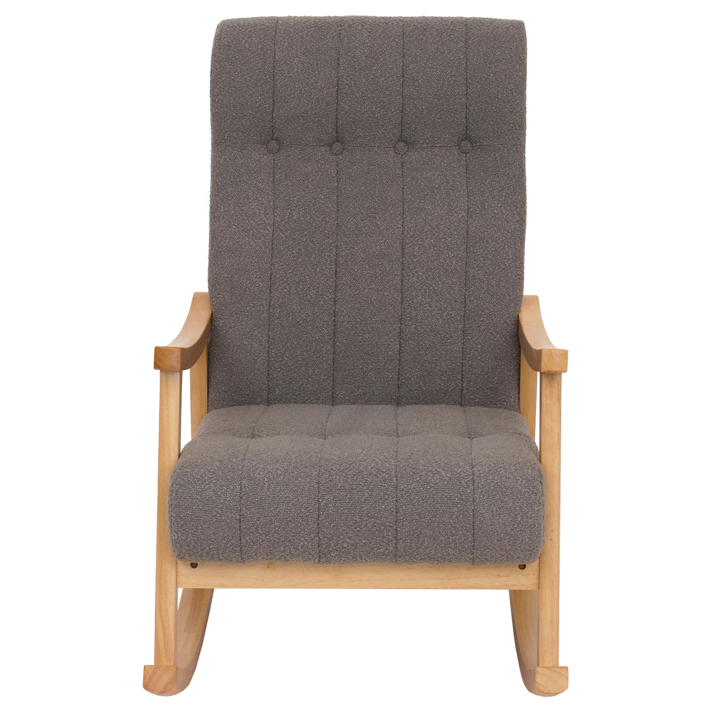 Cosmo Casa - Schommelstoel - Relaxstoel - Hout - FSC Gecertificeerd - Stoftextiel Bouclé - 450gm - Donkergrijs - Naturel Frame