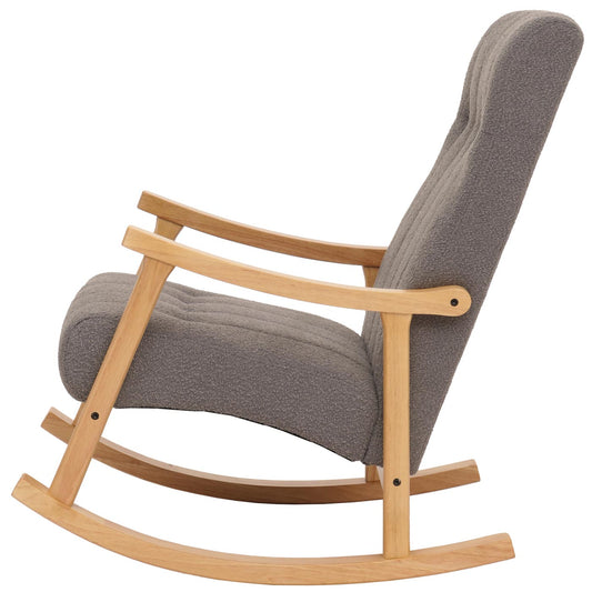 Cosmo Casa - Schommelstoel - Relaxstoel - Hout - FSC Gecertificeerd - Stoftextiel Bouclé - 450gm - Donkergrijs - Naturel Frame