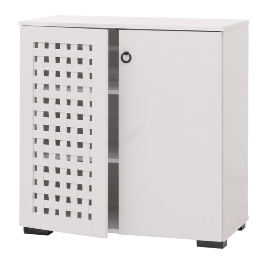 Cosmo Casa - Ladekast - Dressoirkast - 3D Geweven Design - 2 Deuren - 3 Opbergvakken - Soft-Close - 82x80x37cm - Wit