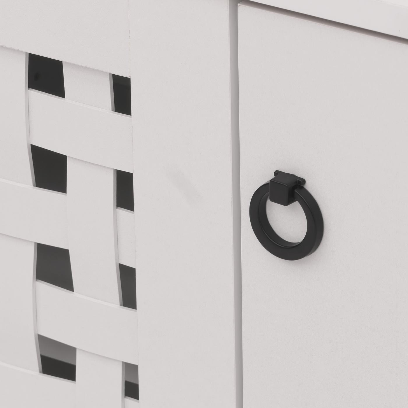 Cosmo Casa - Ladekast - Dressoirkast - 3D Geweven Design - 2 Deuren - 3 Opbergvakken - Soft-Close - 82x80x37cm - Wit