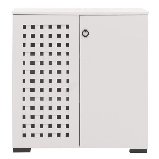 Cosmo Casa - Ladekast - Dressoirkast - 3D Geweven Design - 2 Deuren - 3 Opbergvakken - Soft-Close - 82x80x37cm - Wit