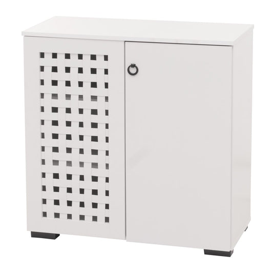 Cosmo Casa - Ladekast - Dressoirkast - 3D Geweven Design - 2 Deuren - 3 Opbergvakken - Soft-Close - 82x80x37cm - Wit