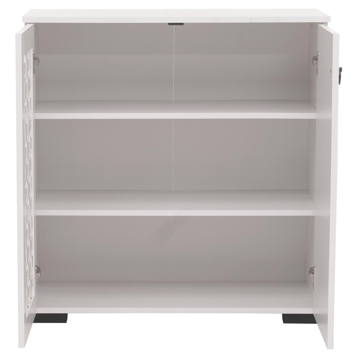 Cosmo Casa - Ladekast - Dressoirkast - 3D Geweven Design - 2 Deuren - 3 Opbergvakken - Soft-Close - 82x80x37cm - Wit