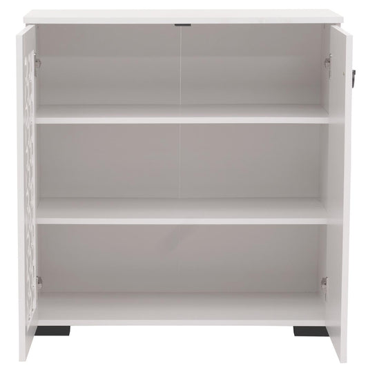 Cosmo Casa - Ladekast - Dressoirkast - 3D Geweven Design - 2 Deuren - 3 Opbergvakken - Soft-Close - 82x80x37cm - Wit