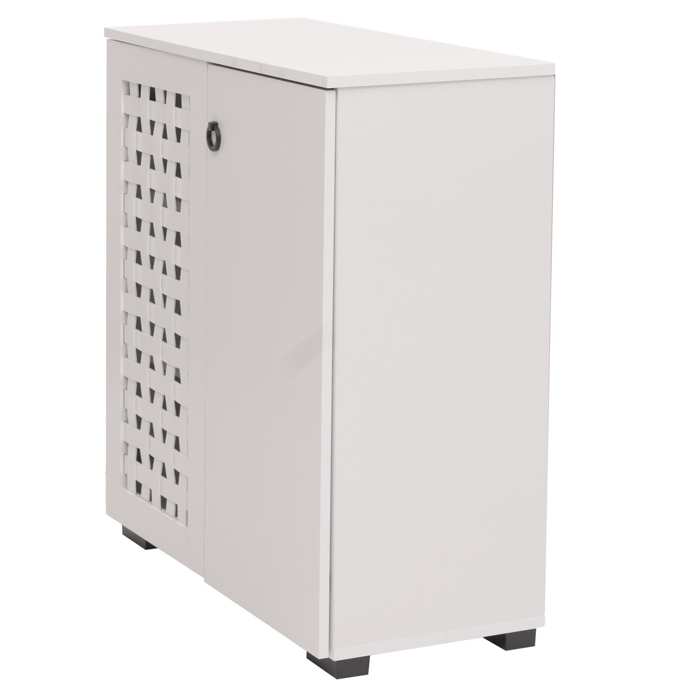 Cosmo Casa - Ladekast - Dressoirkast - 3D Geweven Design - 2 Deuren - 3 Opbergvakken - Soft-Close - 82x80x37cm - Wit