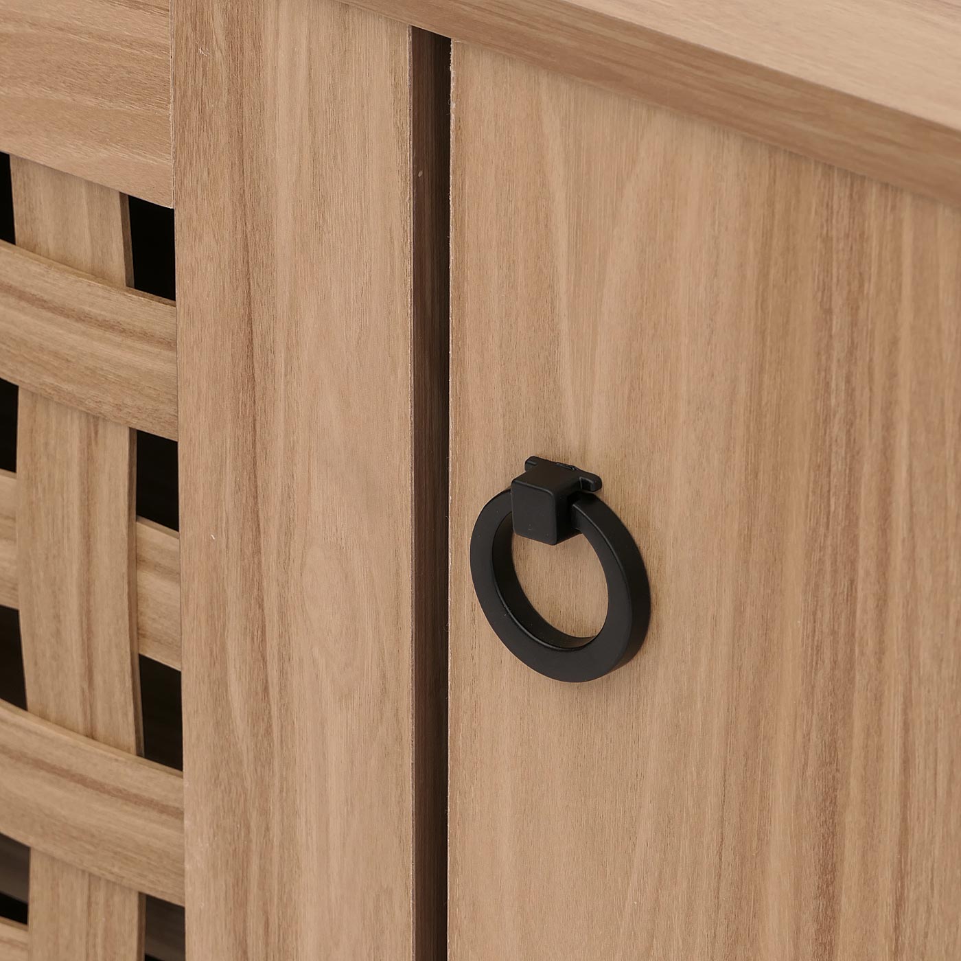 Cosmo Casa - Ladenkast - Dressoirkast - 3D Rieten Design - 2 Deuren - 3 Opbergvakken - Soft-Close - 82x80x37cm - Bruin